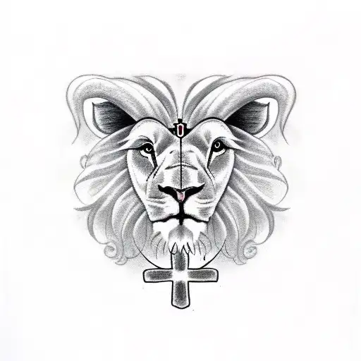 Half Lion Half Lamb With A Cross In Between