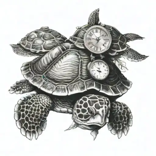 Turtle And Watch On The Shell