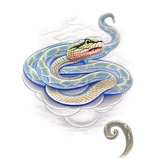 Snake And Moon With Murcery With Water Element