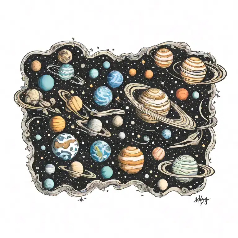 Milky Way Galaxy With Planets And Stars