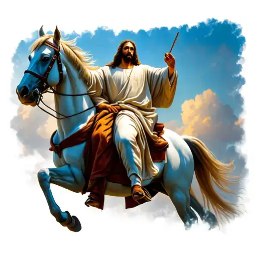 Jesus On A White Horse Riding East To West