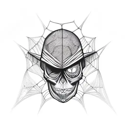 Skull Spiderweb Witch Cat