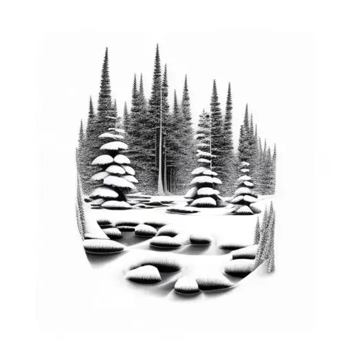 Black Forests With Pathway Surrounded By Trees