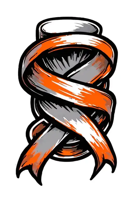 Orange Cancer Ribbon Wrapped Tightly Around Geographic Design