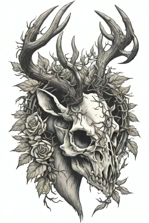 Elk Skull With Crown Of Thorns