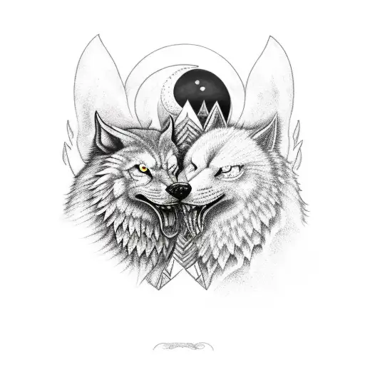 Nordic Skoll And Hati Chasing The Sun And Moon