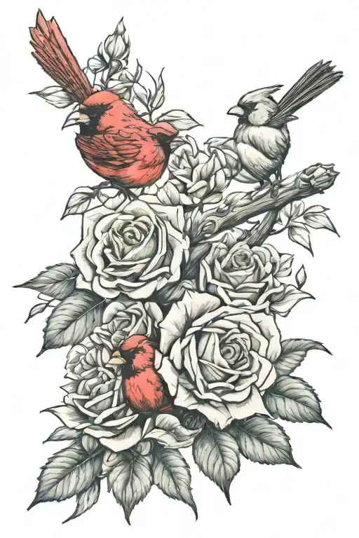 Cardinal Roses Intertwined