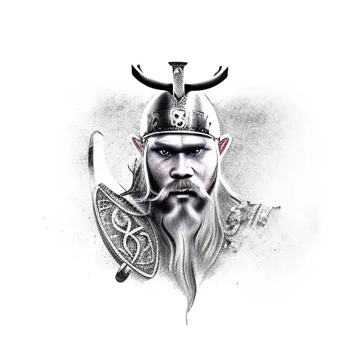 Nordic Viking With Crows