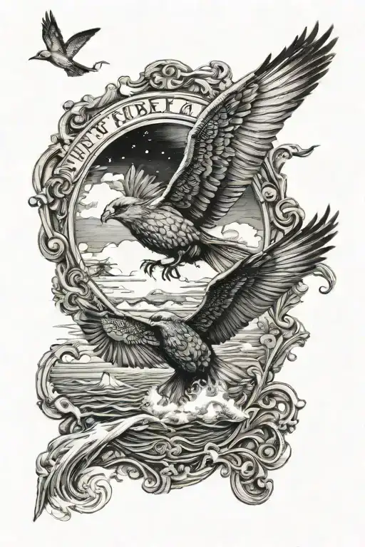 Firery Cardnial Flying Beach Scene