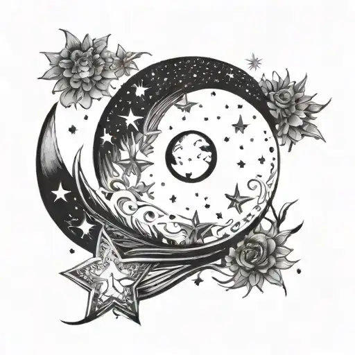 A Minimalist Tattoo Of A Crescent Moon And Stars Symbolizing Night Time Drives With Your Daughter