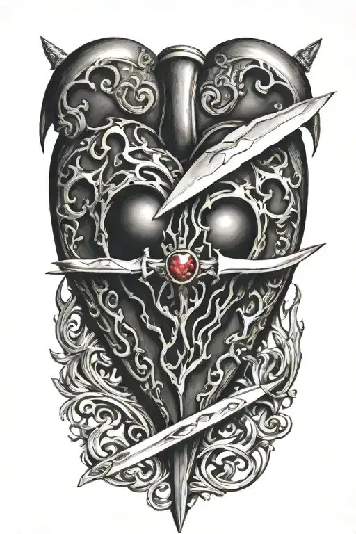 Black Heart With A Knife Piercing