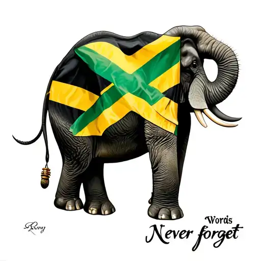 Jamaica Flag Elephant Words Never Forget
