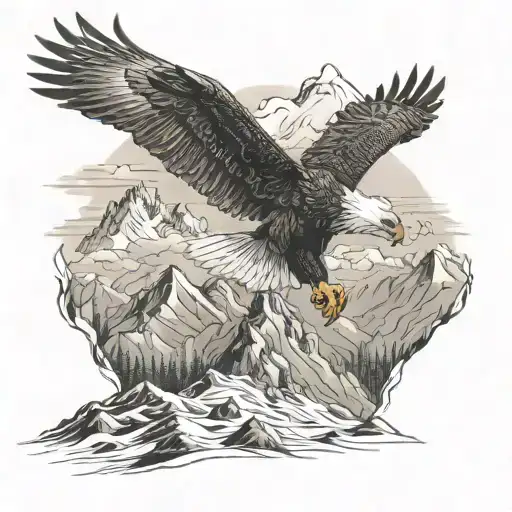 Mountain And Eagle Soaring