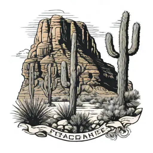A Saguaro Cactus With A Desert And Mountain Background With The Name Hunter Anne Underneath