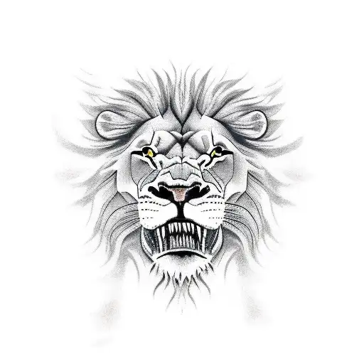 Lion Biting Down On Human Skull