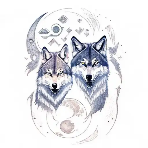 Nordic 2 Wolves Skoll And Hati Sun And Moon