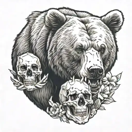 Bear Holding Skull