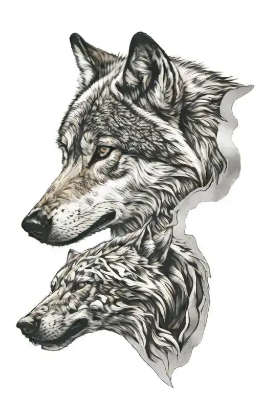 Wolf Head And Shadows In The Background