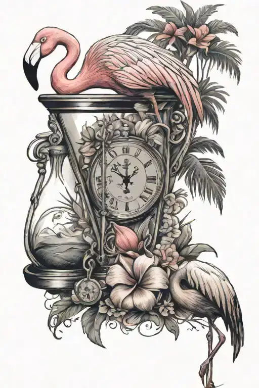 Flamingo And Hour Glass