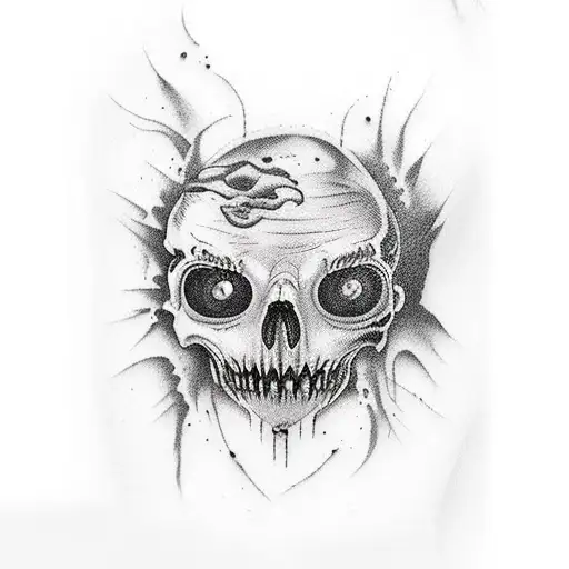 A Horror Movie Inspired Tattoo With Dark Ocean Elements