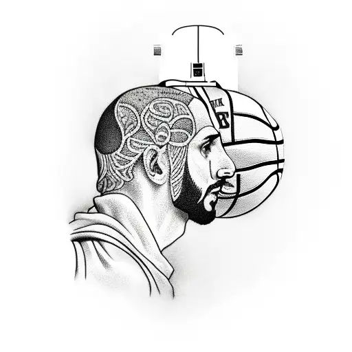A Basketball Player With A Roman Emperor's Head As A Basketball