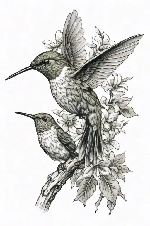 Hummingbird On Oak Branch