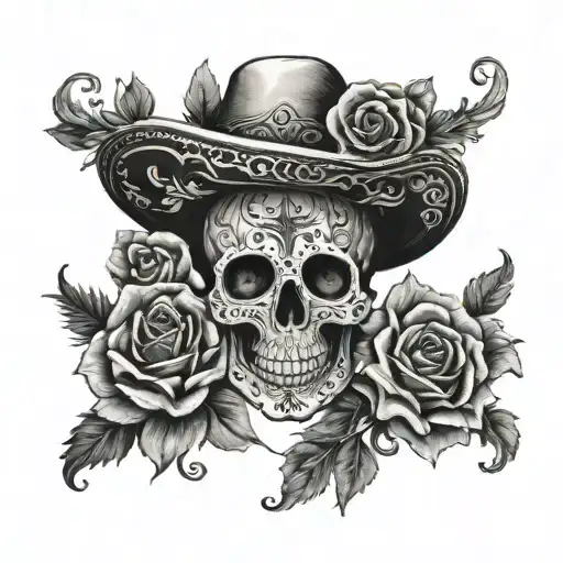 Three Mexican Style Calavera Con Flores