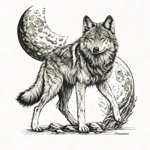 Wolf Howling On The Moon