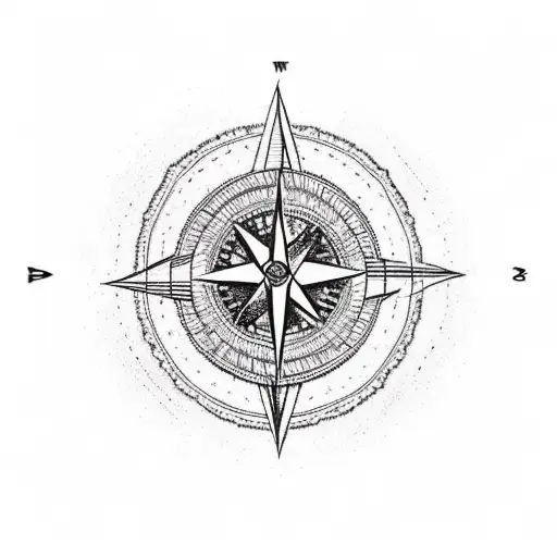 Mountain Scene Met Compass With Rope With Dots Round And Mountainbike On The Hill