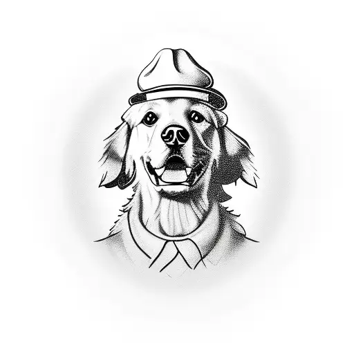 Golden Retriever Wearing A Hat Who Kisses Black Cat With A Cigarette