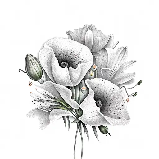 Feminine Lily And Poppy Flowers