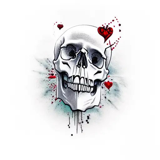 Skull With Bleeding Heart