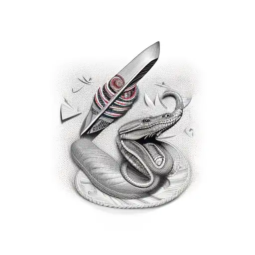 Cobra Wrapped Around A Cricket Bat