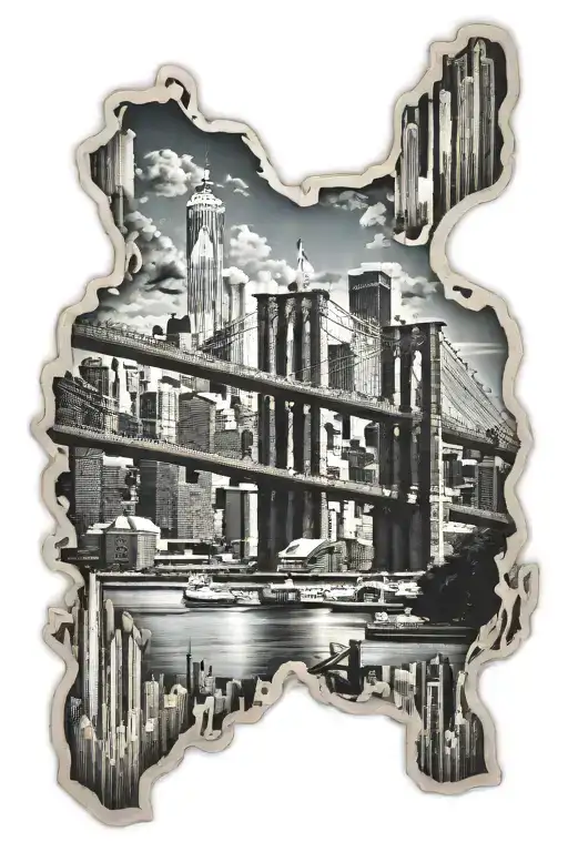 New York Brooklyn Bridge With Color And City Skyline