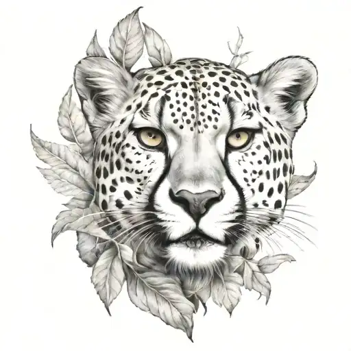 Cheetah Roaring While Lurking Behind Dark Leaves