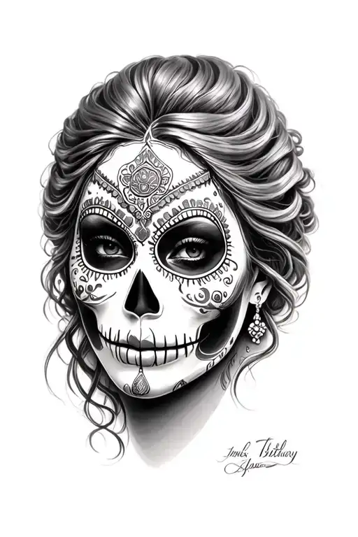 Using The Image Attachedgenerate A Female Mexican Death Mask Using My Fiance Face In The Design