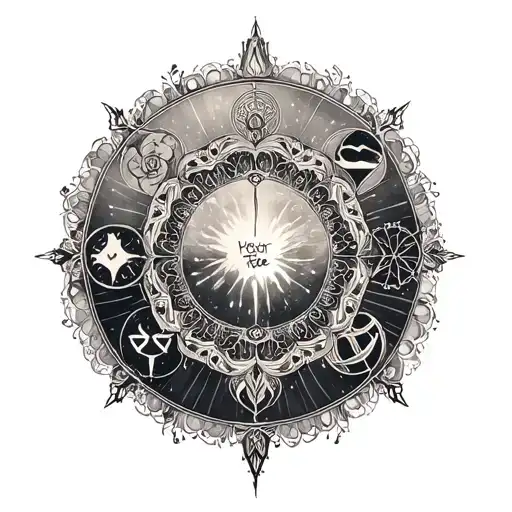 A Mystical Mandala Design Incorporating Symbols Of Love And Jane Of All Trades Occupation