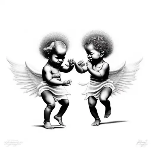 Black Baby Angels Dancing In Heaven