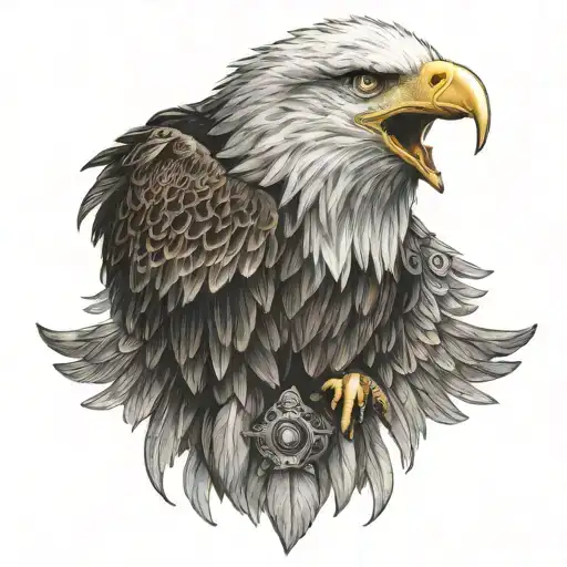 Gun Shouting Eagle Wings