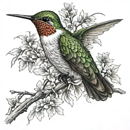 Hummingbird On Oak Branch