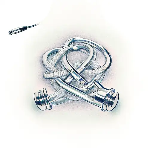 A Stylized Stethoscope Intertwined With A Mountain Range