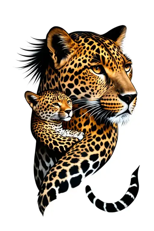 Leopard Mom Carrying Her Child