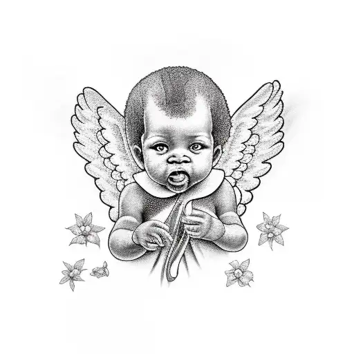 Black Baby Angel Singing