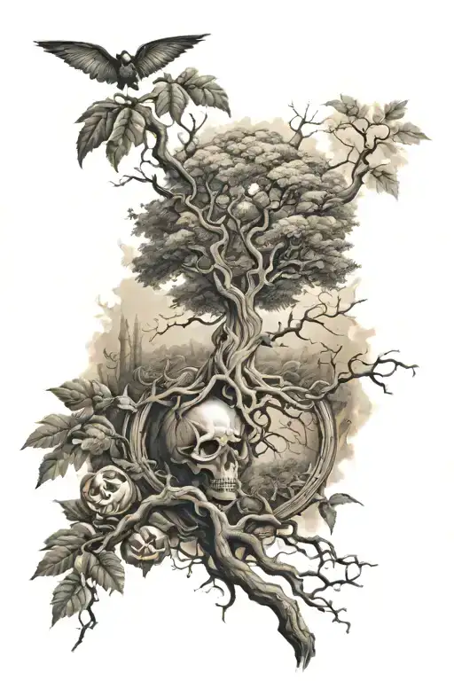 Healthy Tree Incorporated With Spooky Theme Sleeve