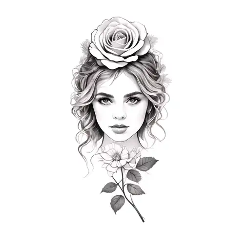 A Woman With A Rose On Her Head