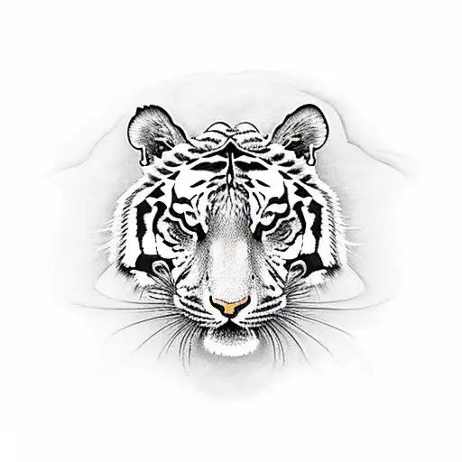 A Tiger And Carp Intertwined With Diamond Elements
