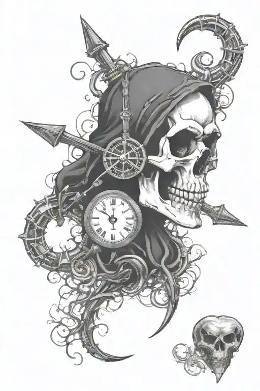Reaper Skull Heart Clock