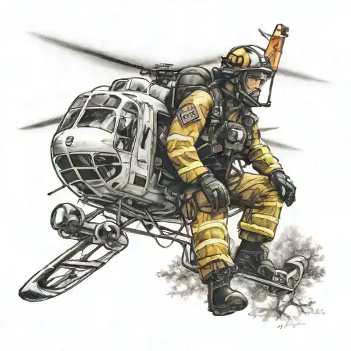 Firefighter Parachutist Paratrooper Forest Helicopter Plane Fire