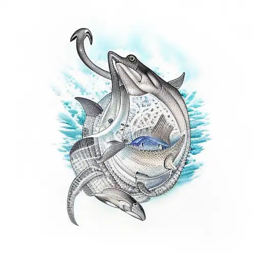 Ocean Themed Sleeve Tattoo Featuring A Mix Of Marine Animals And Outdoor Elements