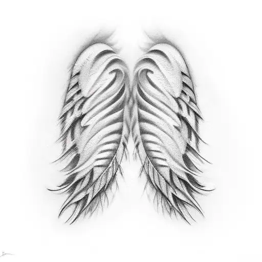 Angel Wings Disintergrating Into Feathers